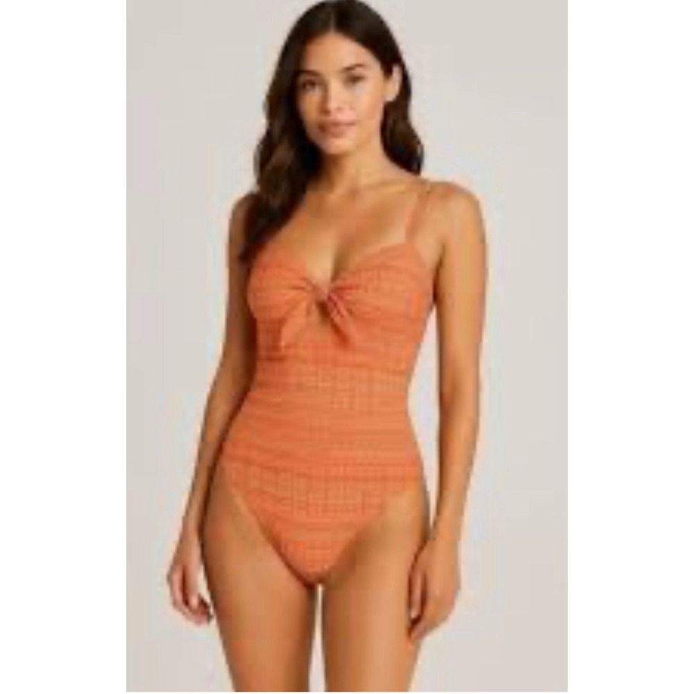 Robin Piccone Orange Print Isla One Piece body shaping Swimsuit Size 8‎ 168$ New